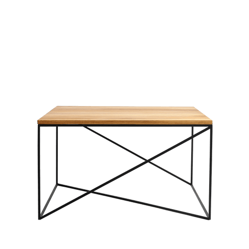 Masa de cafea din MDF, furnir si metal, Memo Wood Stejar / Negru, L100xl100xH45 cm