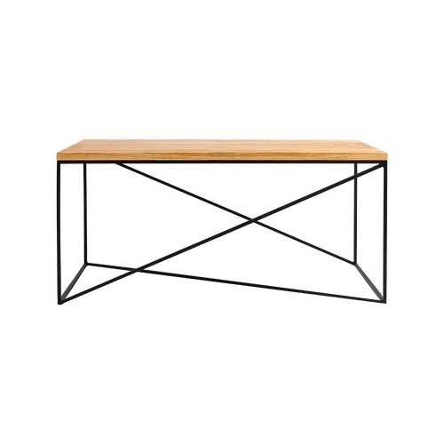 Masa de cafea din MDF, furnir si metal, Memo Wood Stejar / Negru, L100xl60xH45 cm