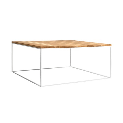 Masa de cafea din MDF, furnir si metal, Tensio Wood Stejar / Alb, L100xl100xH45 cm