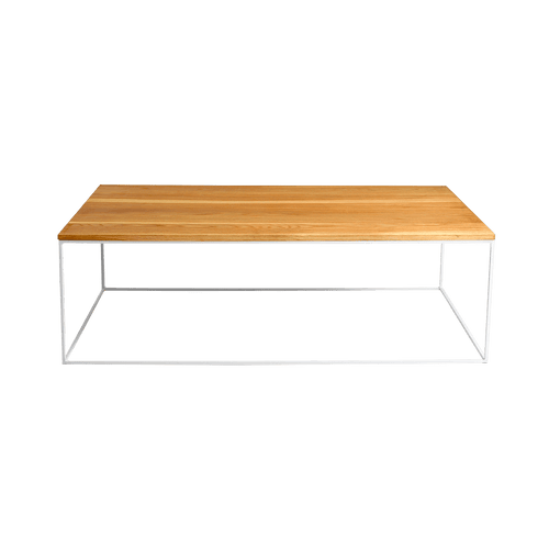 Customform Masa de cafea din MDF, furnir si metal, Tensio Wood Stejar / Alb, L140xl80xH45 cm