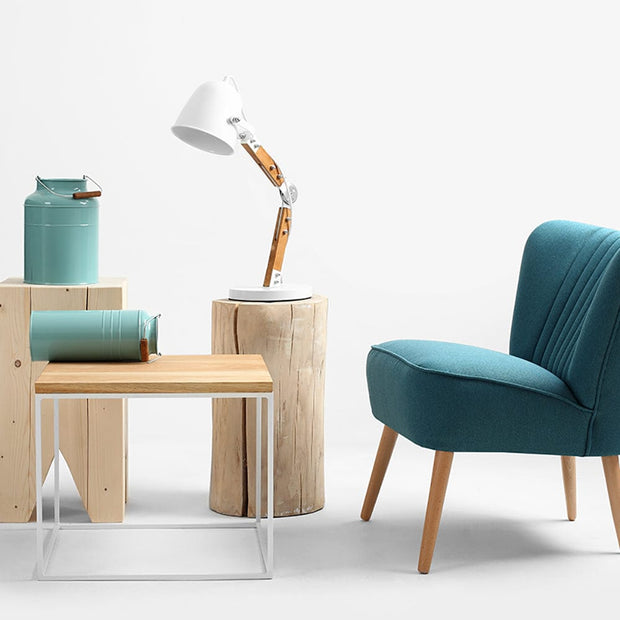 Masa de cafea din MDF, furnir si metal, Tensio Wood Stejar / Alb, L50xl50xH45 cm (1)