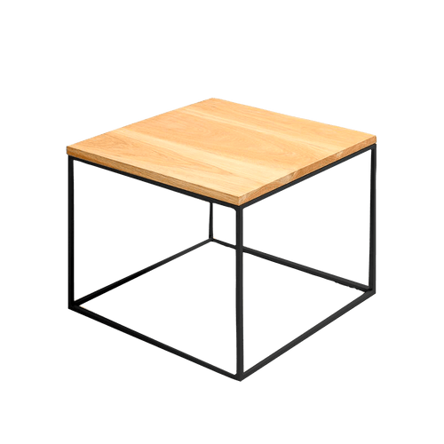 Masa de cafea din MDF, furnir si metal, Tensio Wood Stejar / Negru, L50xl50xH45 cm