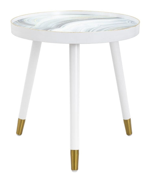 Mauro Ferretti Masa de cafea din MDF, plastic si metal Marble Round Alb / Multicolor, Ø50xH48 cm