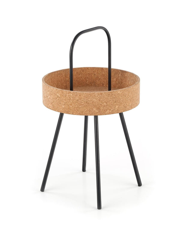 Masa de cafea din MDF, pluta si metal, Mathis Natural / Negru, Ø38xH67 cm (1)