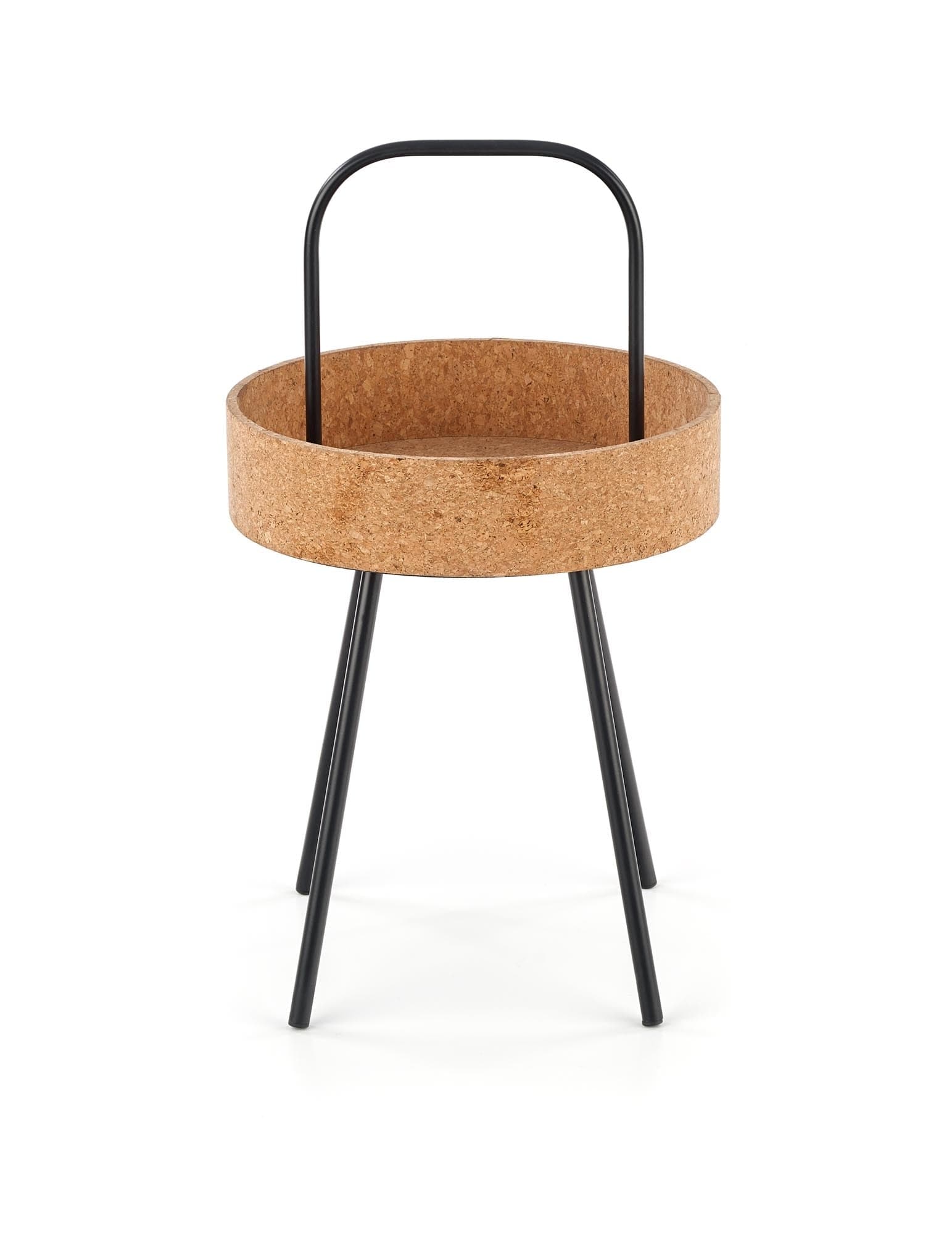 Masa de cafea din MDF, pluta si metal, Mathis Natural / Negru, Ø38xH67 cm (3)