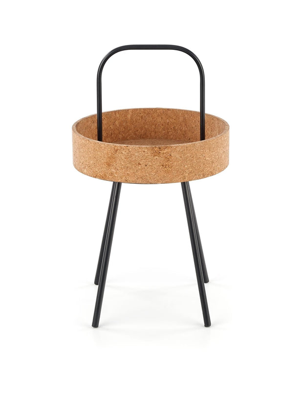 Masa de cafea din MDF, pluta si metal, Mathis Natural / Negru, Ø38xH67 cm (3)