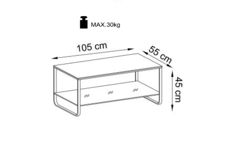 Halmar Masa de cafea din MDF si metal, Arthek Stejar Auriu / Negru, L105xl55xH45 cm