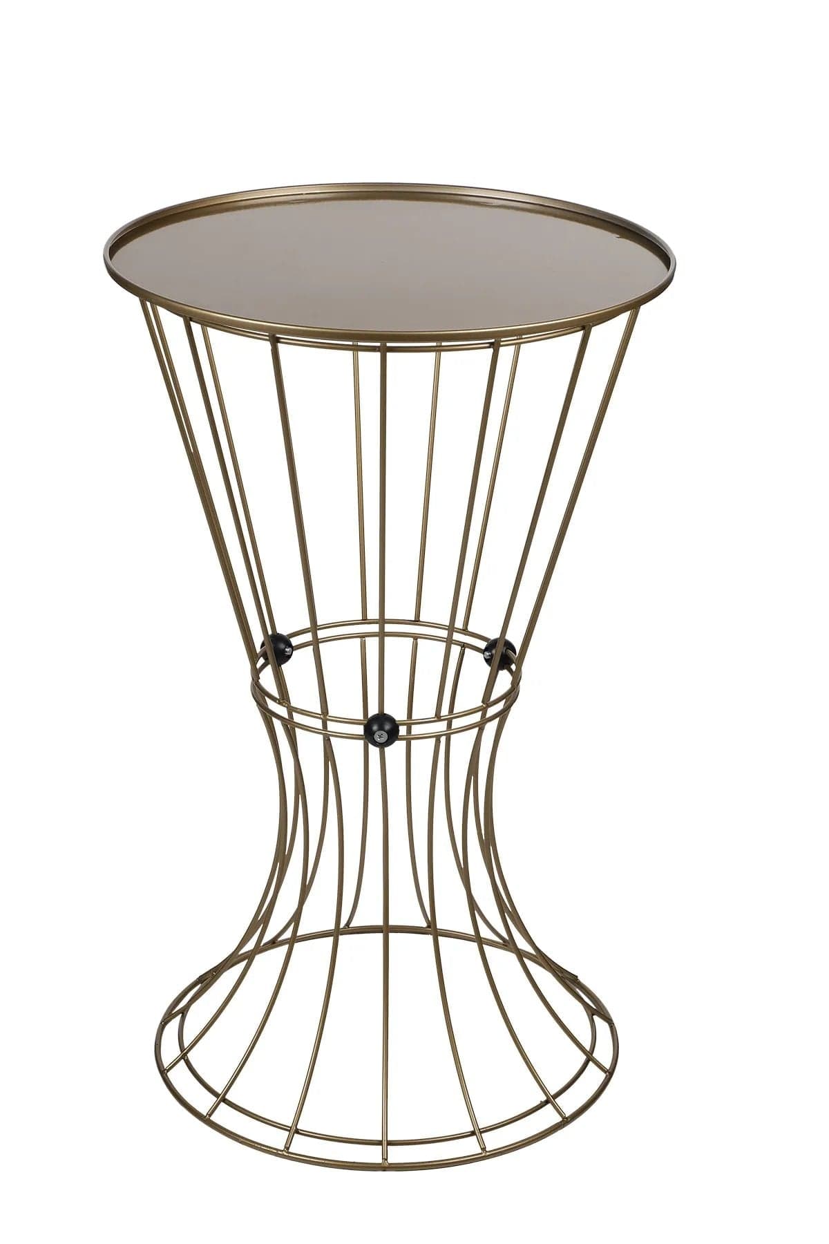 Masa de cafea din MDF si metal, Baybars Alama / Negru, Ø35xH56 cm