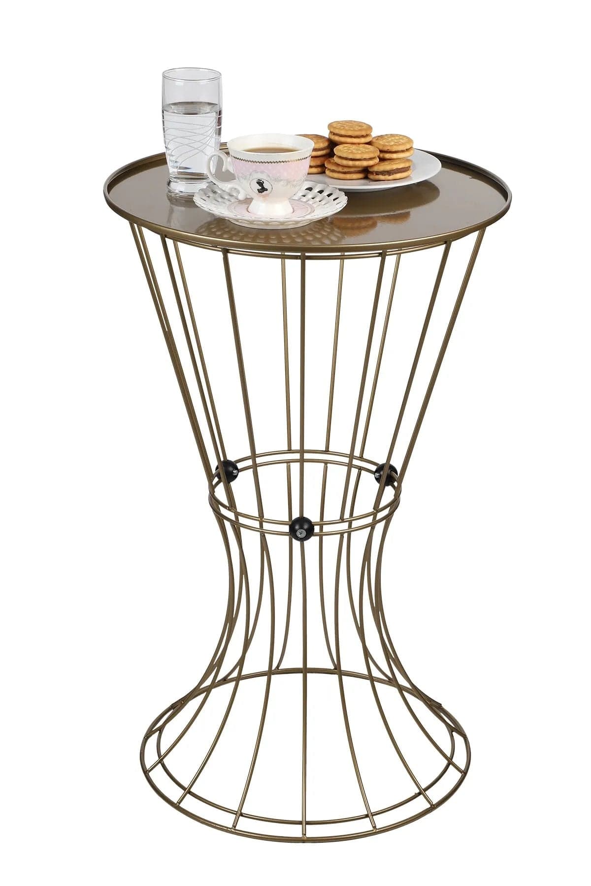 Oyo Masa de cafea din MDF si metal, Baybars Alama / Negru, Ø35xH56 cm