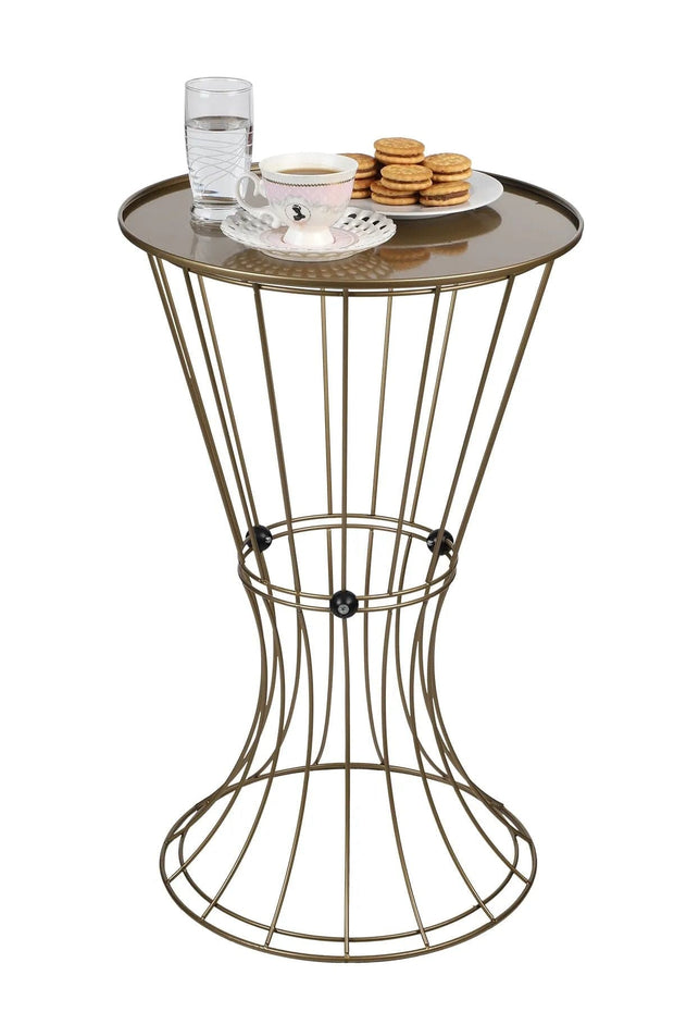 Oyo Masa de cafea din MDF si metal, Baybars Alama / Negru, Ø35xH56 cm