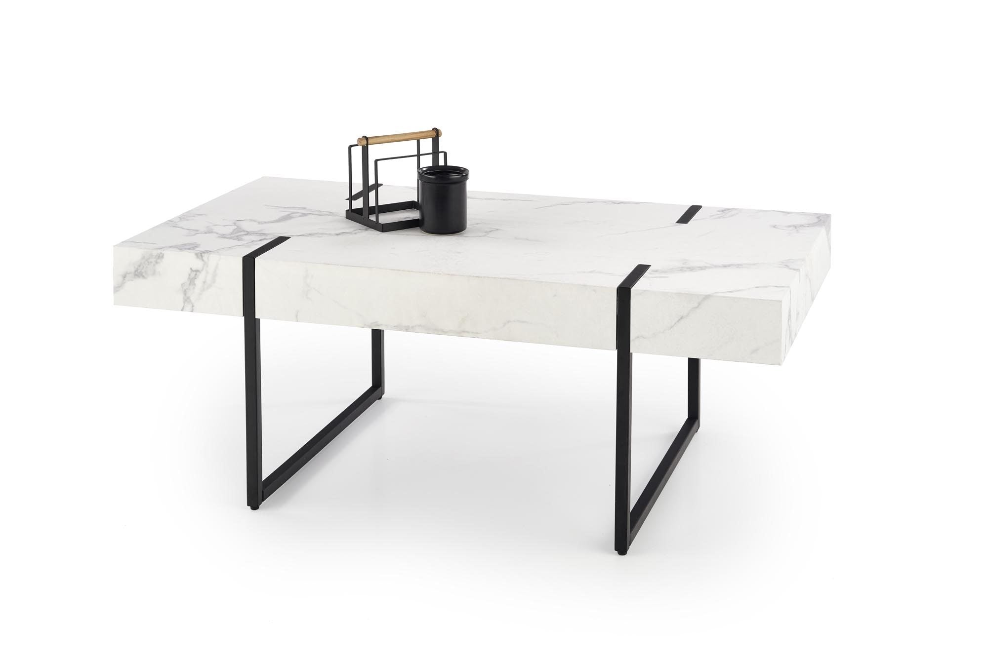 Halmar Masa de cafea din MDF si metal, Blankly Alb / Negru, L110xl60xH43 cm