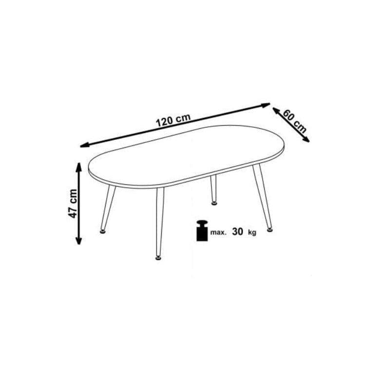 Halmar Masa de cafea din MDF si metal Embera Negru / Auriu, L120xl60xH47 cm