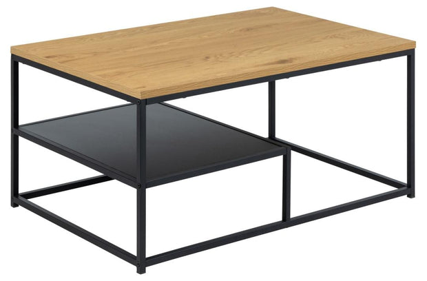Masa de cafea din MDF si metal, Gila Stejar / Negru, L90xl60xH42 cm