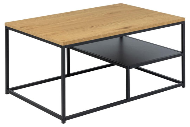 Masa de cafea din MDF si metal, Gila Stejar / Negru, L90xl60xH42 cm (2)