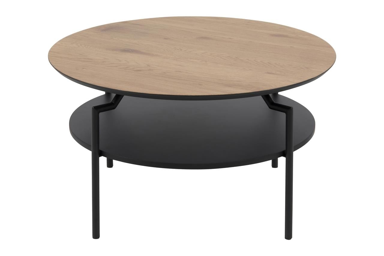 Masa de cafea din MDF si metal Goldington Stejar /  Negru, Ø 80xH45 cm (2)