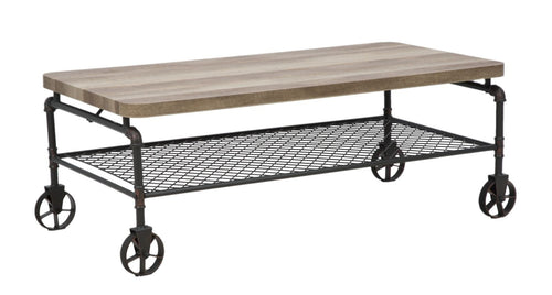 Mauro Ferretti Masa de cafea din MDF si metal Manhattan Natural / Negru, L126xl62,6xH45,6 cm