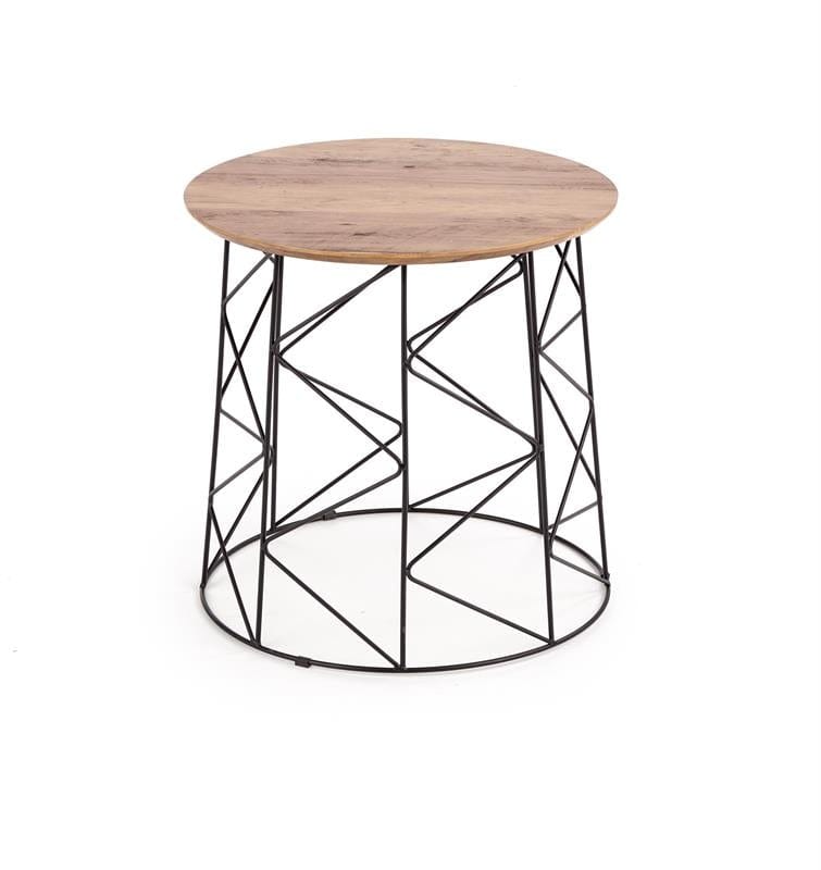 Halmar Masa de cafea din MDF si metal Mustafa Nuc / Negru, Ø50xH50 cm