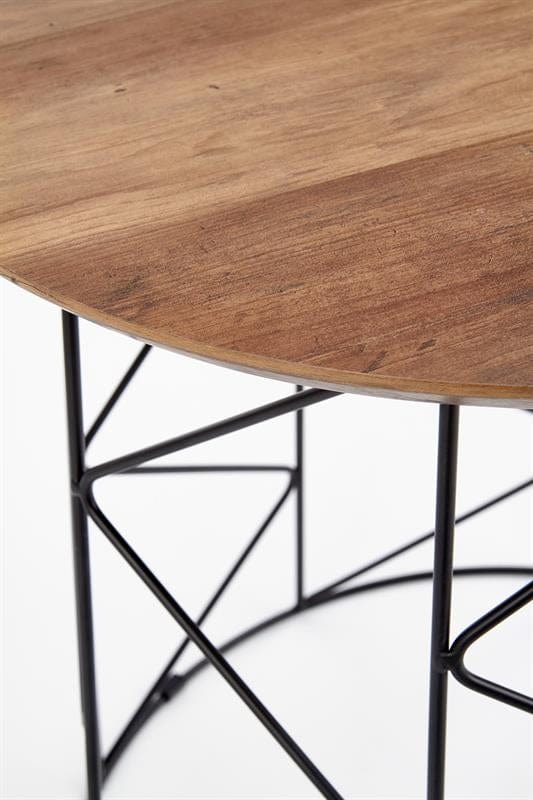Masa de cafea din MDF si metal Mustafa Nuc / Negru, Ø50xH50 cm (4)