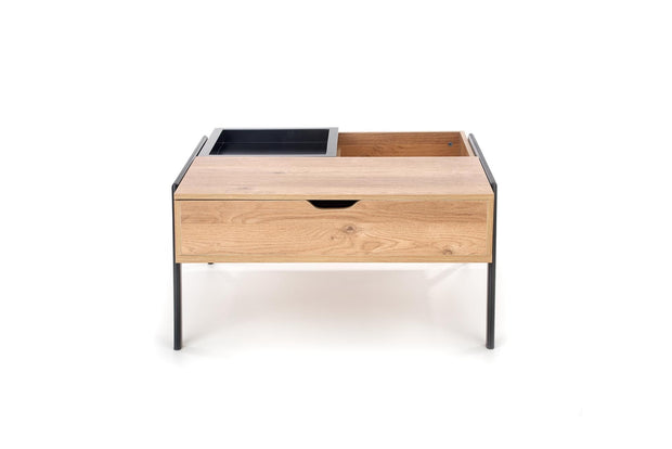 Halmar Masa de cafea din MDF si metal, Patos Natural / Negru, L85xl80xH43-64 cm