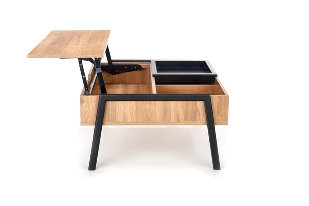 Halmar Masa de cafea din MDF si metal, Patos Natural / Negru, L85xl80xH43-64 cm