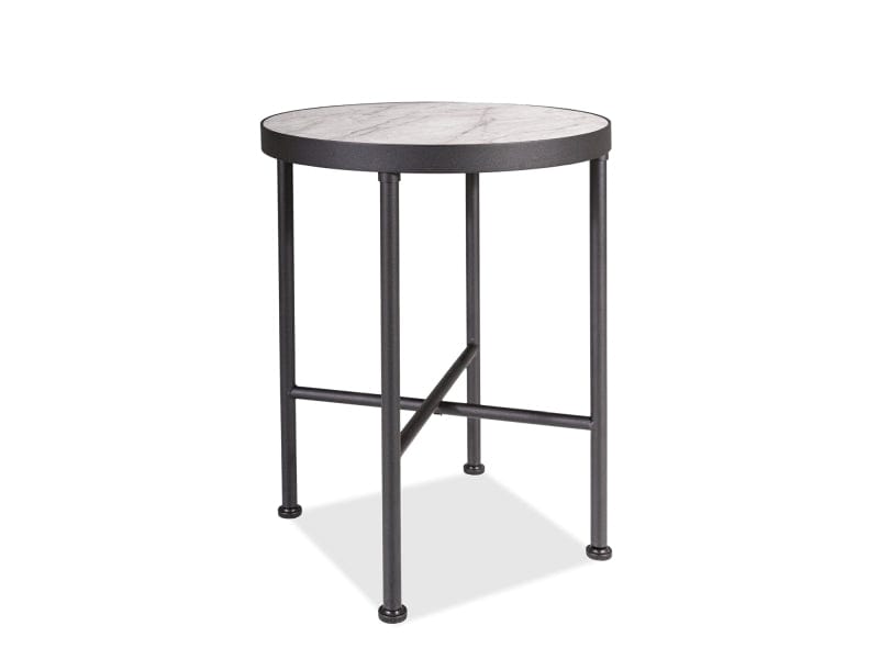 Signal Masa de cafea din MDF si metal Tallis Marmura / Negru, Ø40xH50 cm