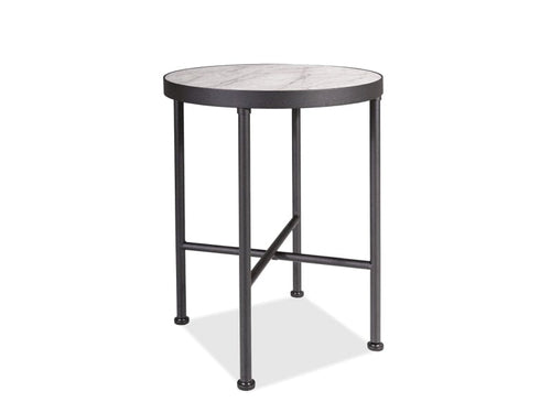 Signal Masa de cafea din MDF si metal Tallis Marmura / Negru, Ø40xH50 cm