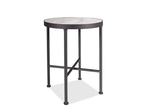 Signal Masa de cafea din MDF si metal Tallis Marmura / Negru, Ø40xH50 cm