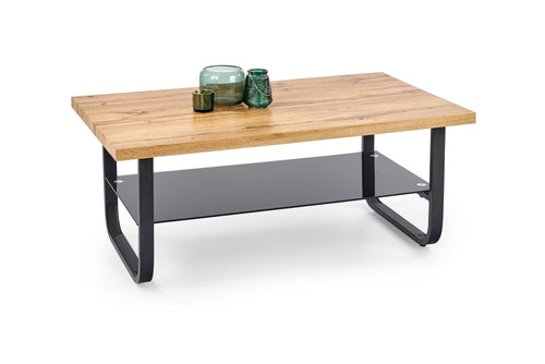 Halmar Masa de cafea din MDF, sticla si metal Espada Rectangle Stejar / Negru, L110xl65xH45 cm