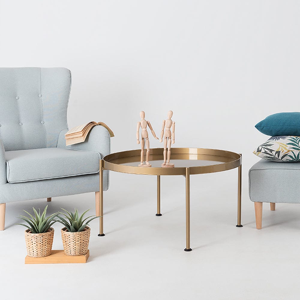 Masa de cafea din metal, Hanna 60-1F Auriu, Ø60xH45 cm (2)