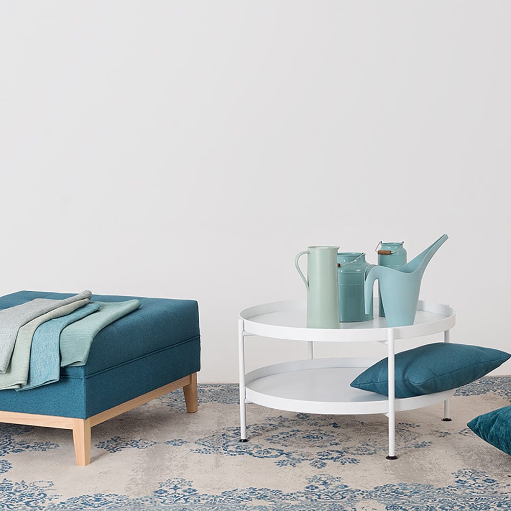 Masa de cafea din metal, Hanna 60-2F Alb, Ø60xH45 cm (1)