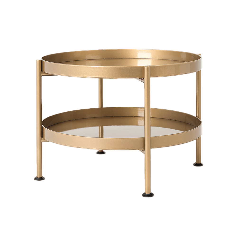 Masa de cafea din metal, Hanna 60-2F Auriu, Ø60xH45 cm