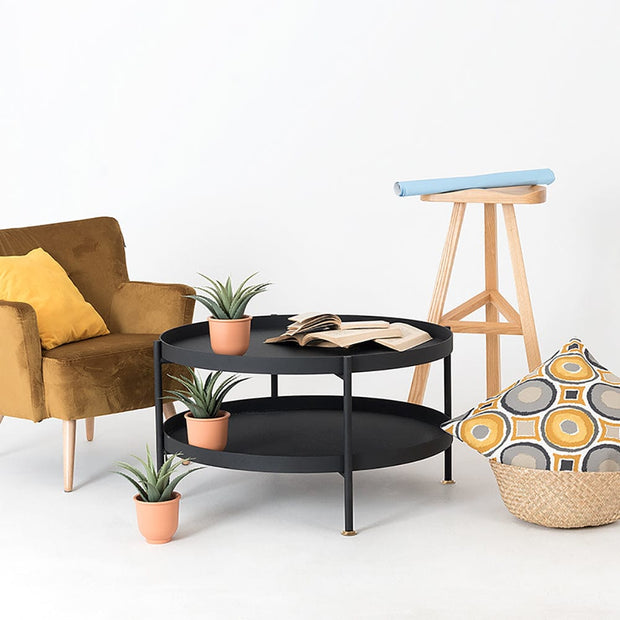 Masa de cafea din metal, Hanna 60-2F Negru, Ø60xH45 cm (3)