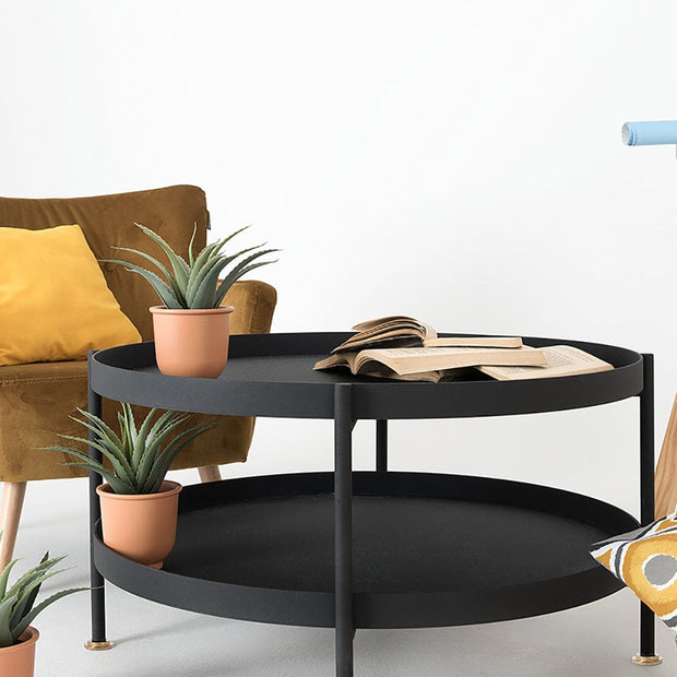 Masa de cafea din metal, Hanna 80-2F Negru, Ø80xH45 cm (2)