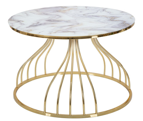 Mauro Ferretti Masa de cafea din metal si sticla, Cobra Multicolor / Auriu, Ø70xH45 cm