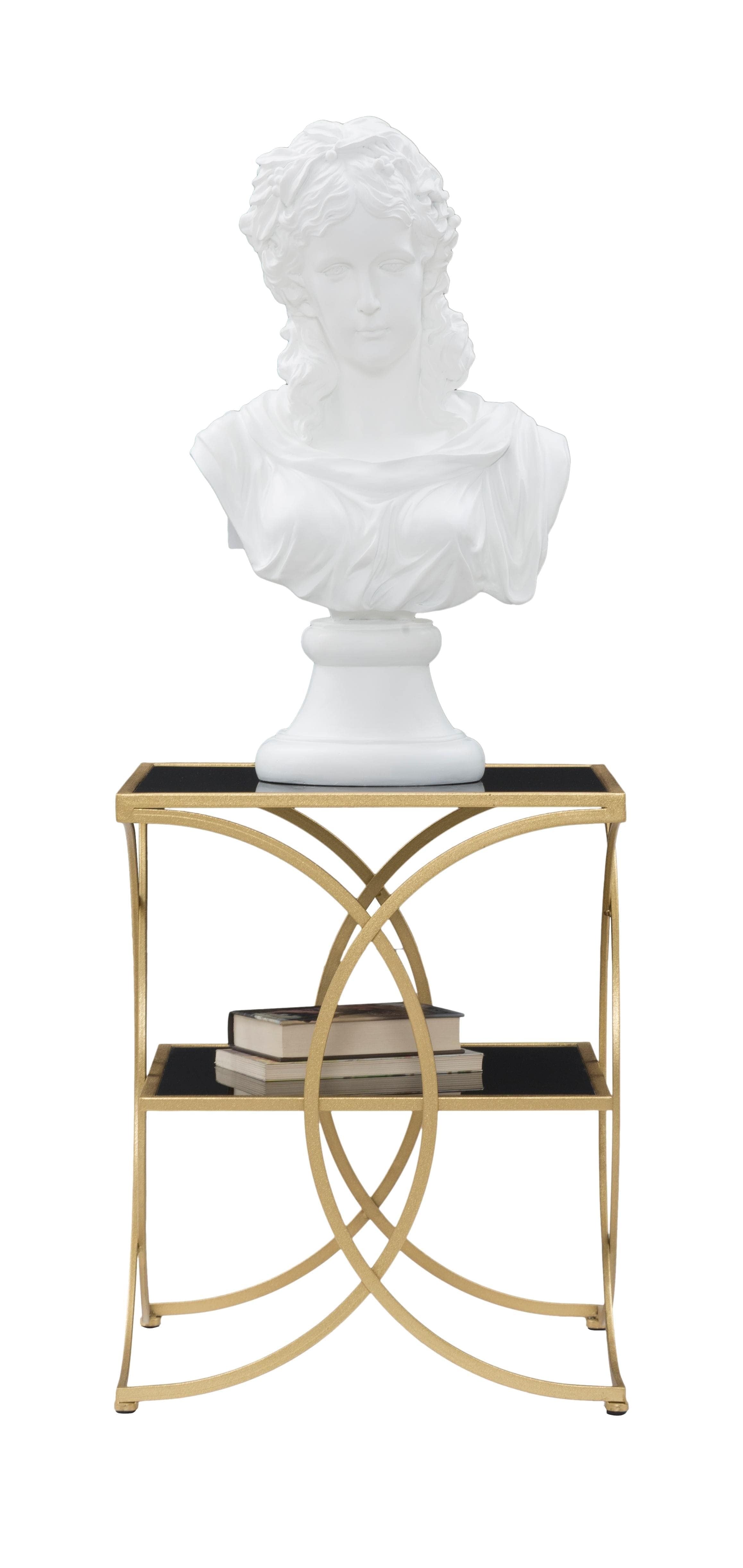 Mauro Ferretti Masa de cafea din metal si sticla Double Negru / Auriu, L45xl45xH55 cm