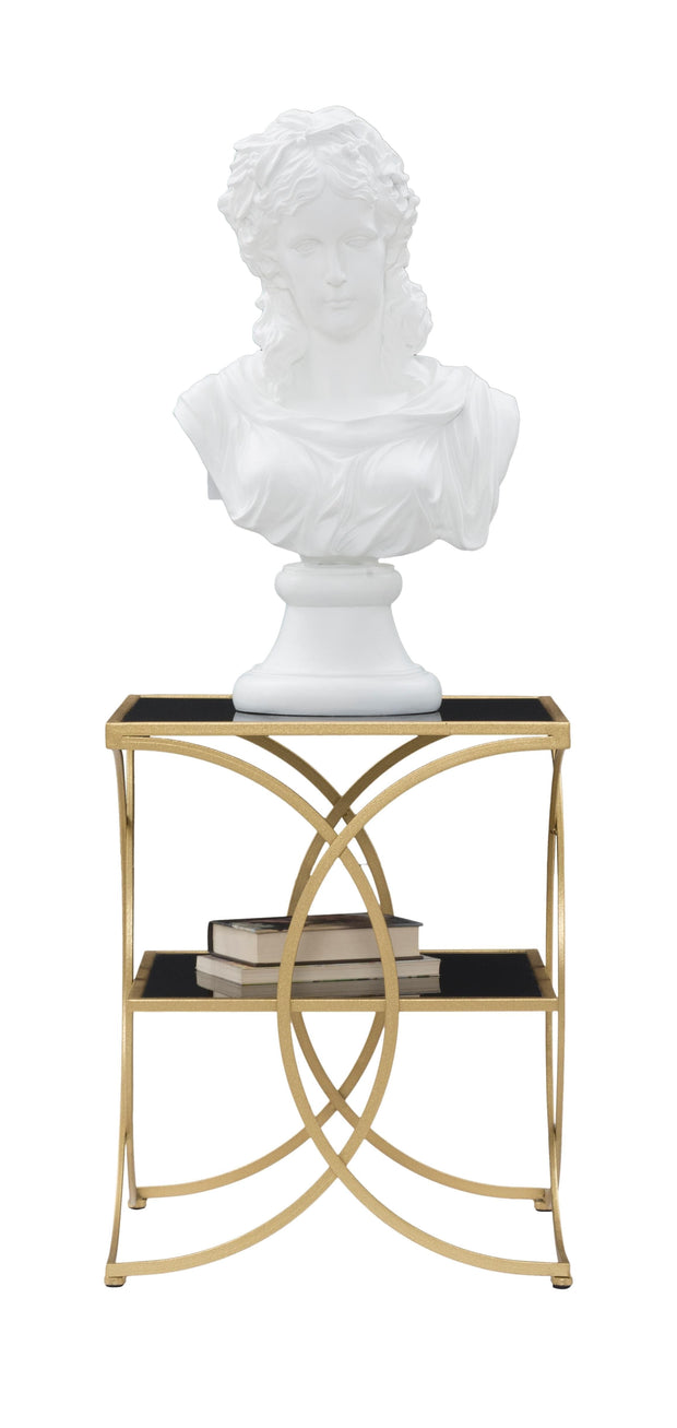 Mauro Ferretti Masa de cafea din metal si sticla Double Negru / Auriu, L45xl45xH55 cm