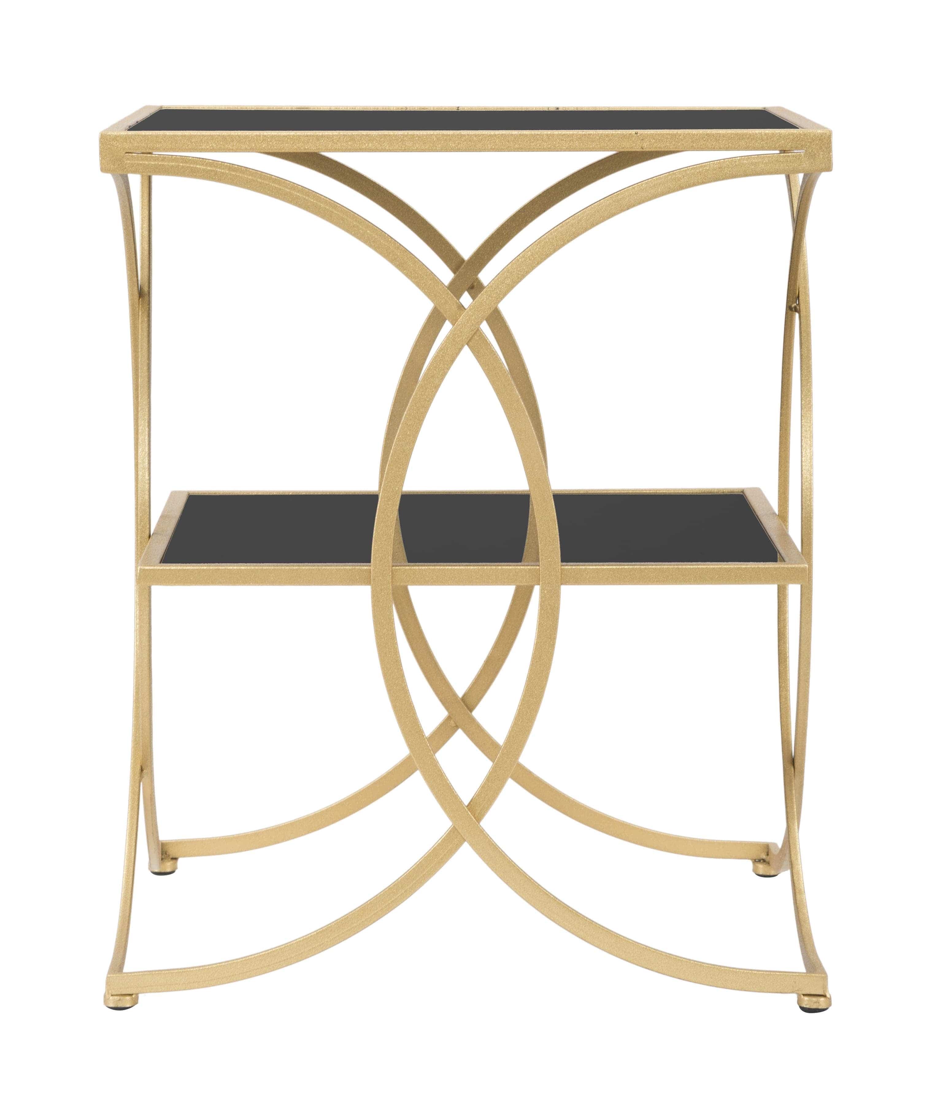 Mauro Ferretti Masa de cafea din metal si sticla Double Negru / Auriu, L45xl45xH55 cm