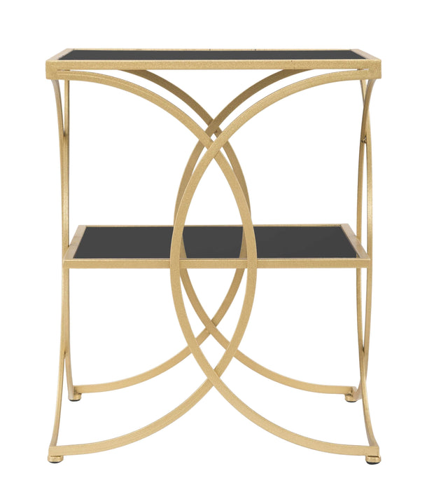 Mauro Ferretti Masa de cafea din metal si sticla Double Negru / Auriu, L45xl45xH55 cm