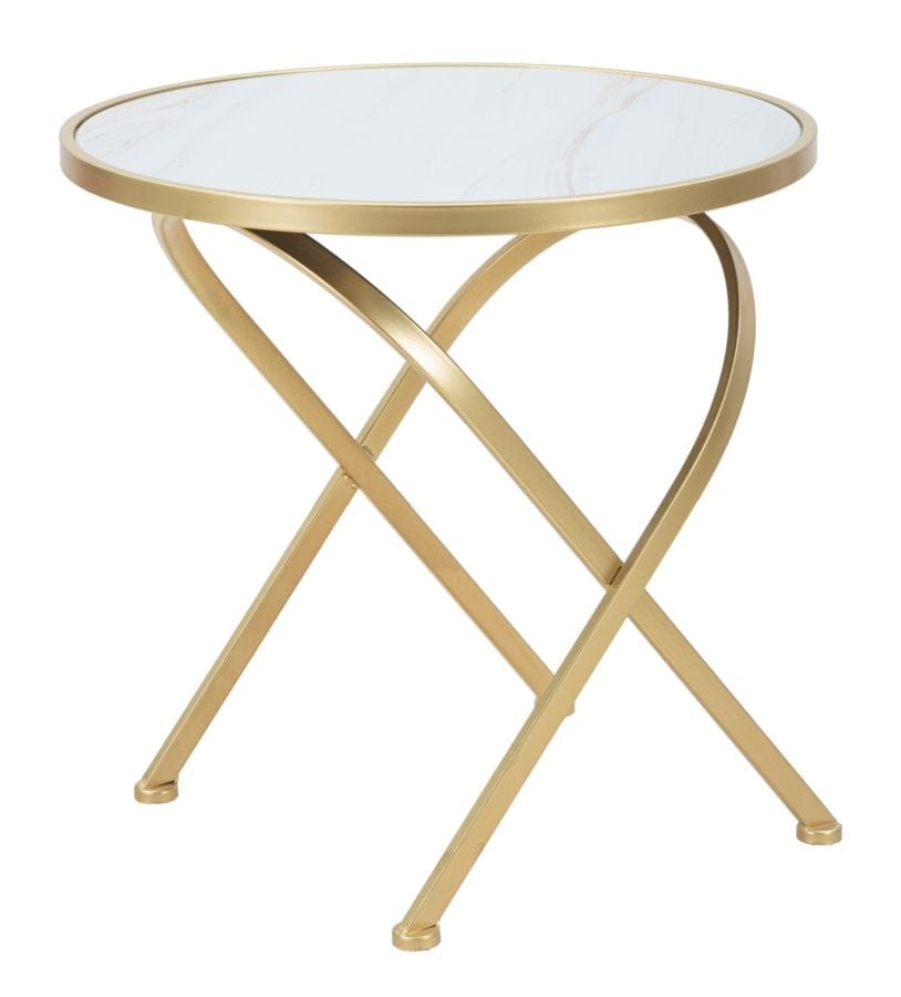 Mauro Ferretti Masa de cafea din metal si sticla, Glam Mat Multicolor / Auriu, Ø50,5xH50 cm