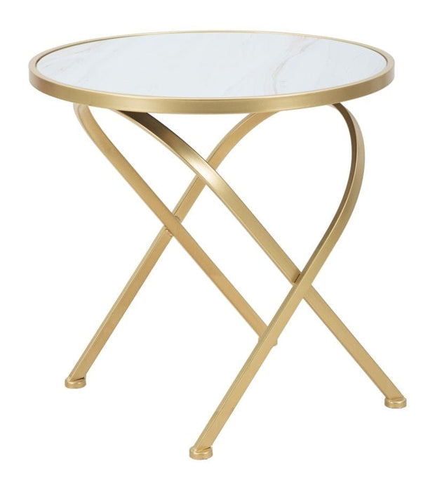 Mauro Ferretti Masa de cafea din metal si sticla, Glam Mat Multicolor / Auriu, Ø50,5xH50 cm
