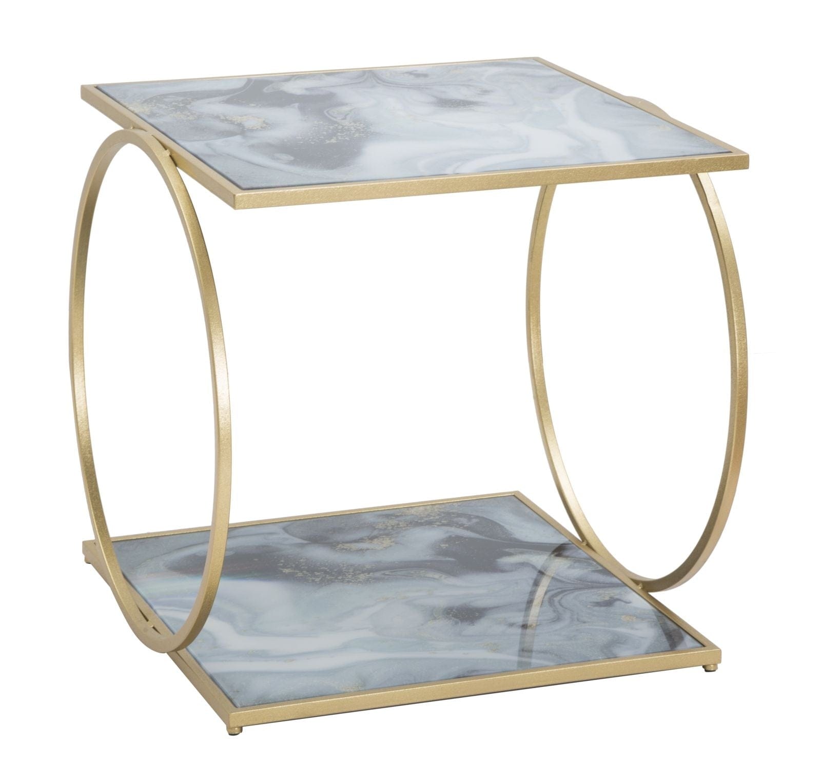 Mauro Ferretti Masa de cafea din metal si sticla, Glamys Albastru / Auriu, L52,5xl50xH51 cm