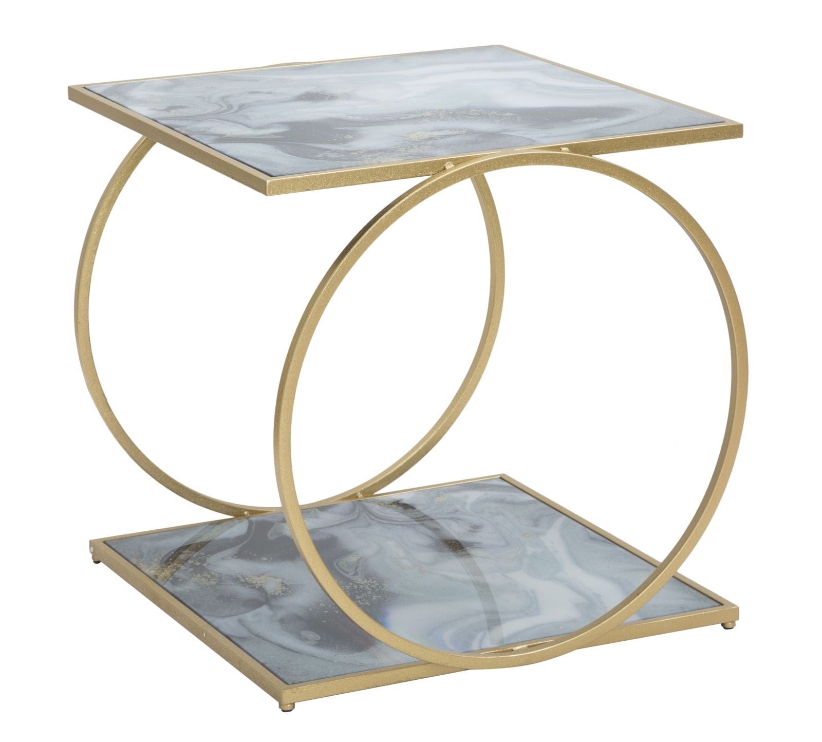 Mauro Ferretti Masa de cafea din metal si sticla, Glamys Albastru / Auriu, L52,5xl50xH51 cm