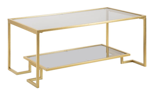 Mauro Ferretti Masa de cafea din metal si sticla, Level Auriu, L90xl50xH40 cm