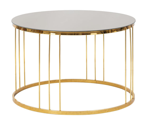 Masa de cafea din metal si sticla, Simple Mirror Auriu, Ø70xH46 cm (1)