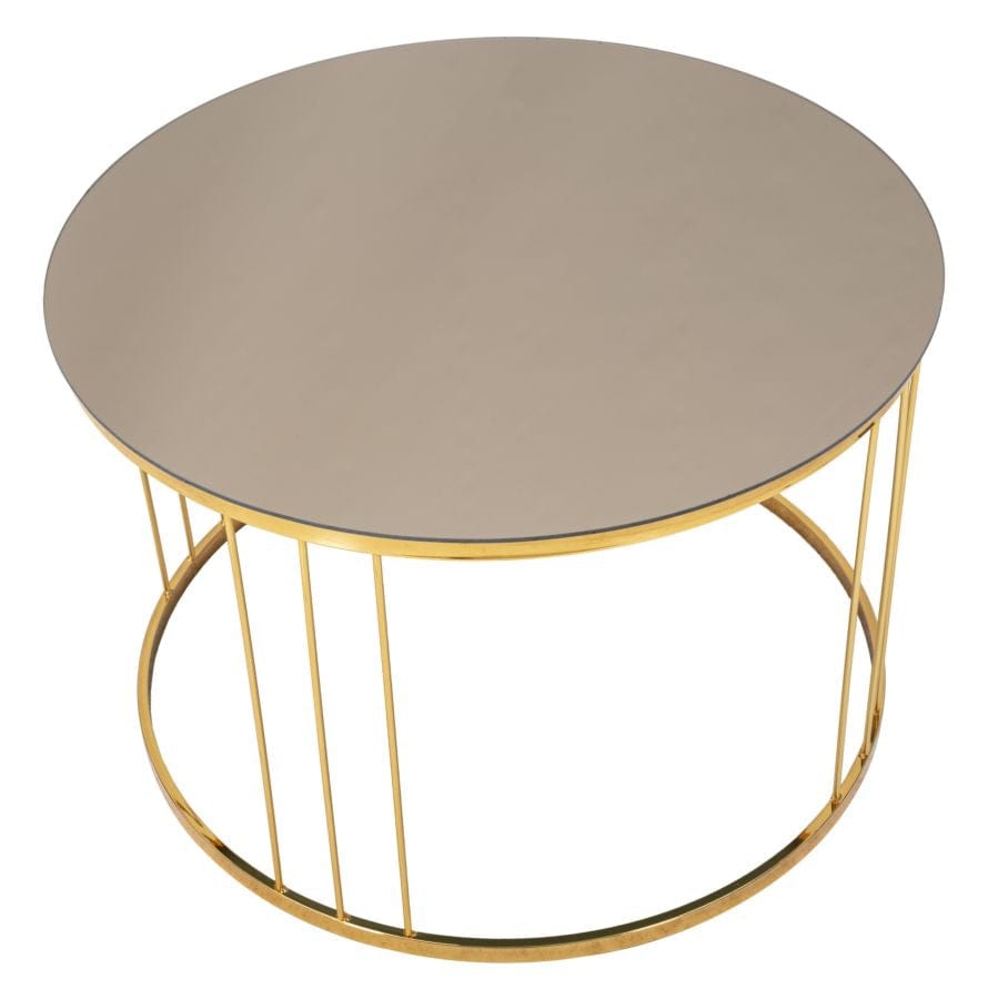Masa de cafea din metal si sticla, Simple Mirror Auriu, Ø70xH46 cm (2)