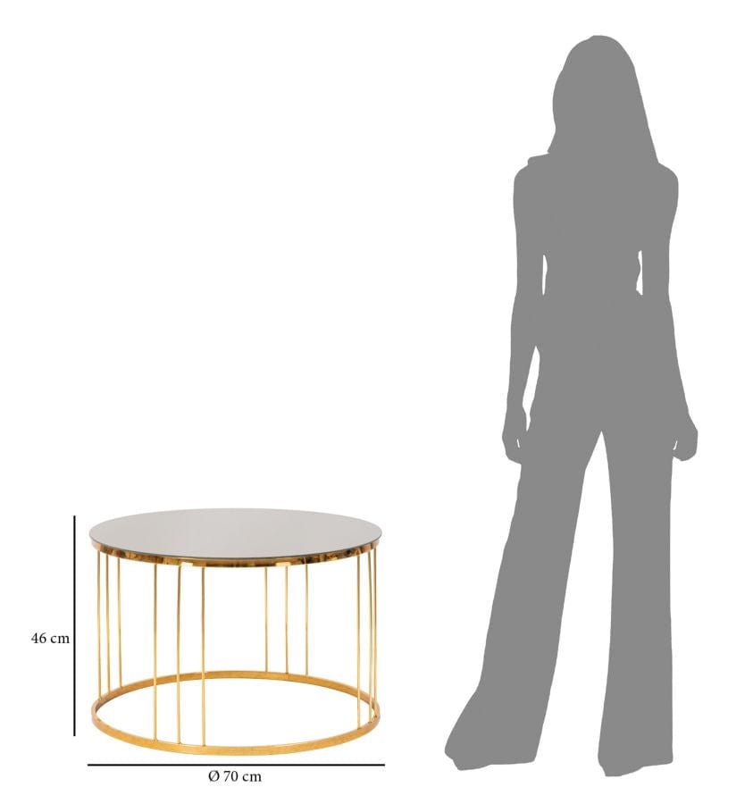 Mauro Ferretti Masa de cafea din metal si sticla, Simple Mirror Auriu, Ø70xH46 cm