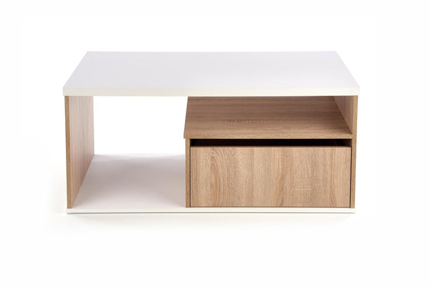 Halmar Masa de cafea din pal cu 1 sertar, Pallavi Stejar Sonoma / Alb, L110xl60xH50 cm