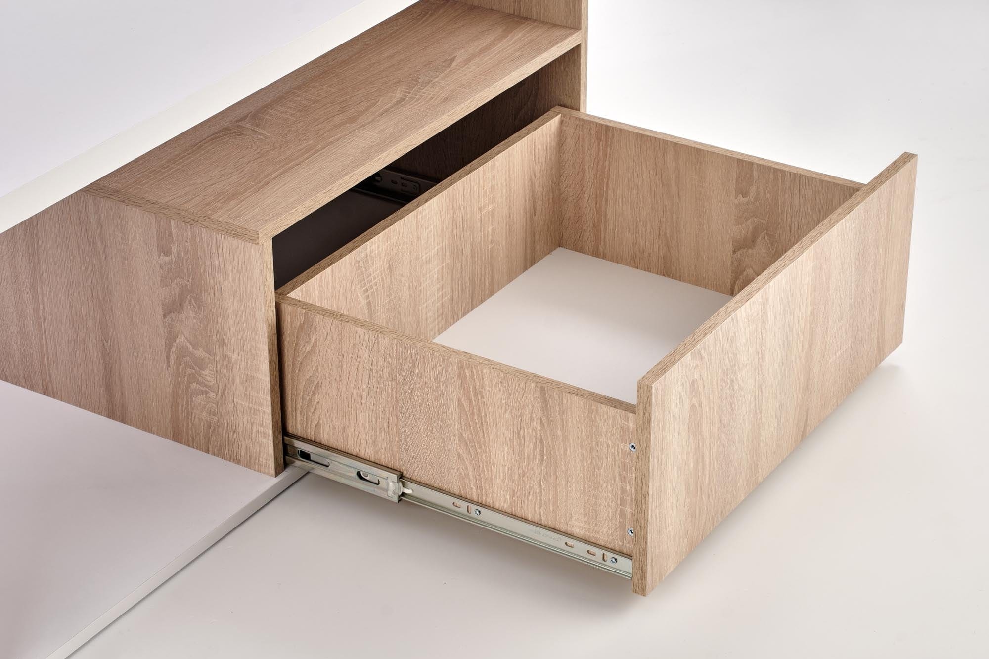 Halmar Masa de cafea din pal cu 1 sertar, Pallavi Stejar Sonoma / Alb, L110xl60xH50 cm