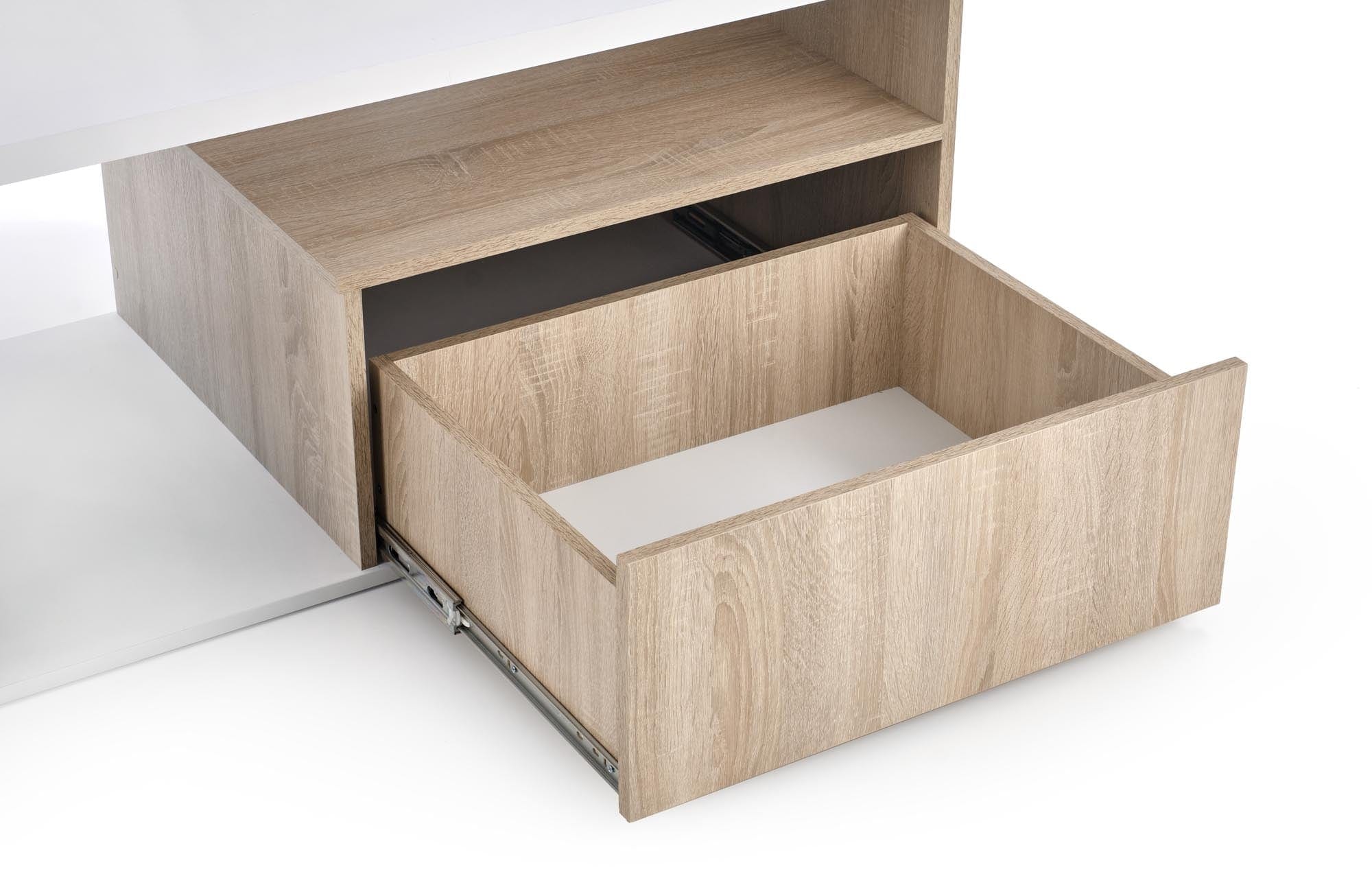 Halmar Masa de cafea din pal cu 1 sertar, Pallavi Stejar Sonoma / Alb, L110xl60xH50 cm