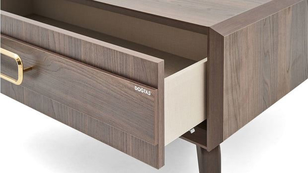 Dogtas Masa de cafea din pal, cu 2 sertare, Venera Nuc Inchis, L92,7xl92xH43,3 cm